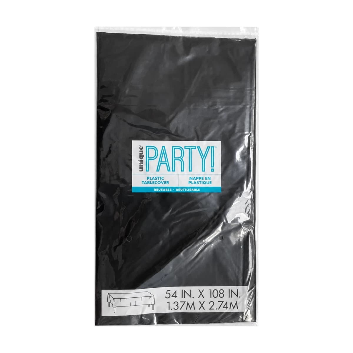 Black Plastic Table Cover, 54 x 108 in