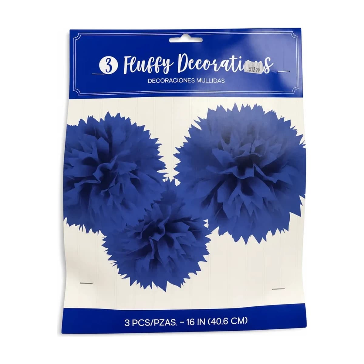 Blue Fluffy Tissue Pom Poms, 3 Pack