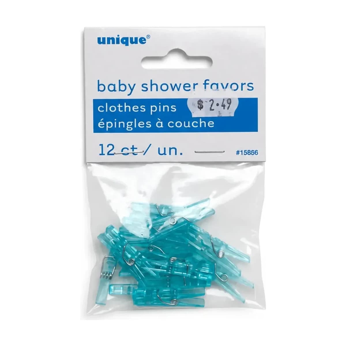 Blue Mini Clothespins, 12 Pack