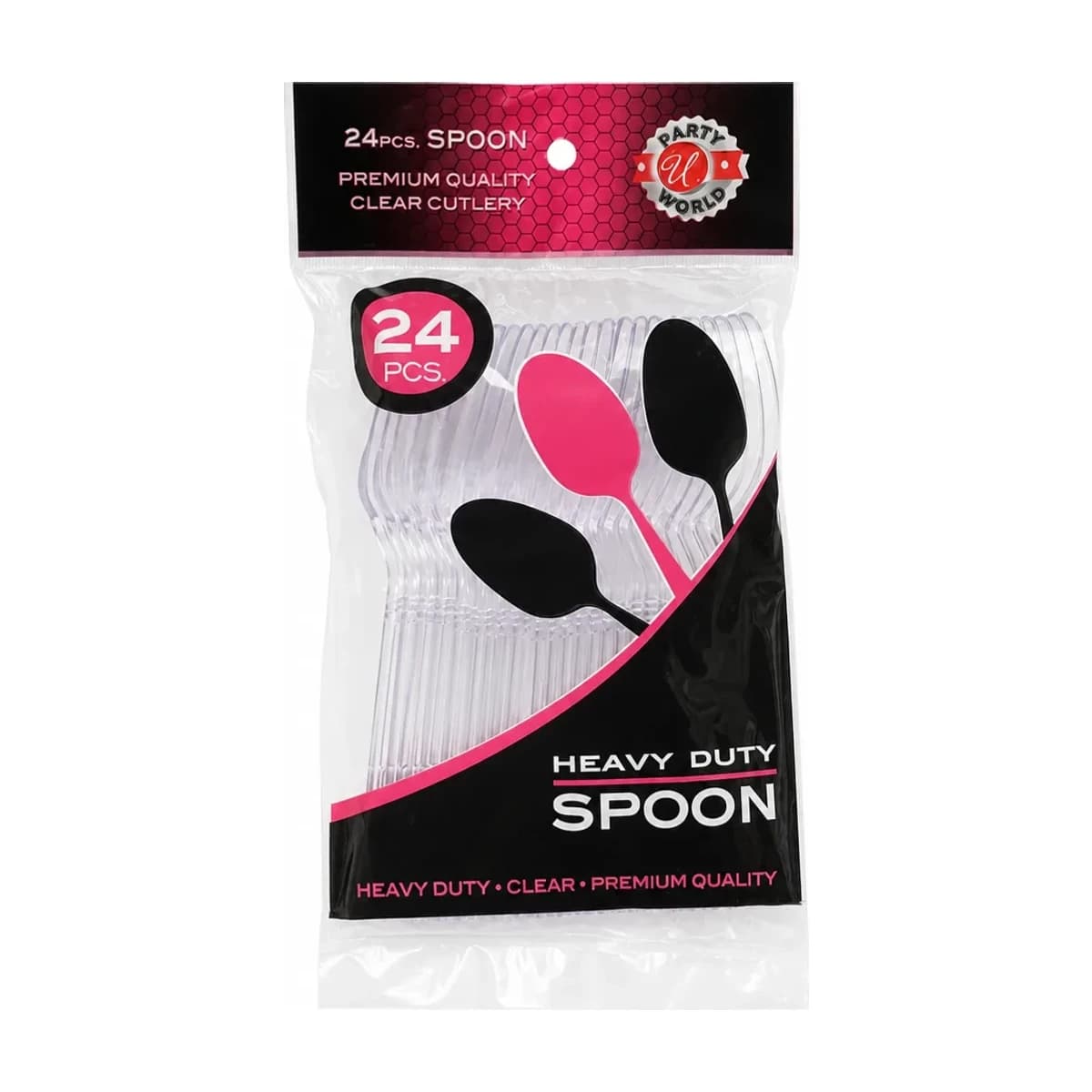 Clear Heavy Duty Plastic Spoons, 24 Pack