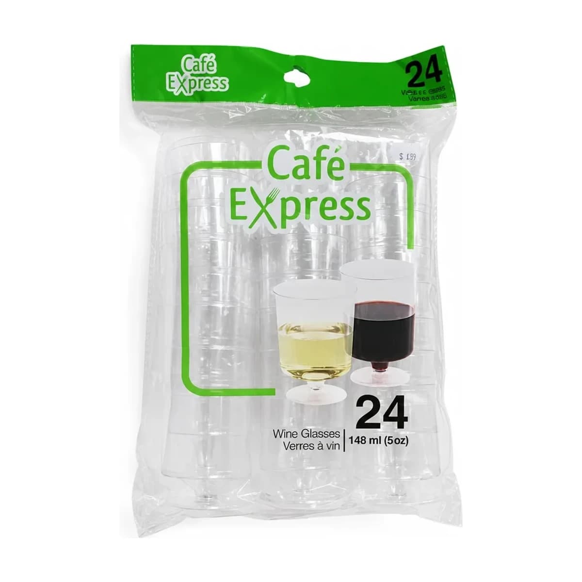 Clear Plastic Wine Glasses, 24 Pack