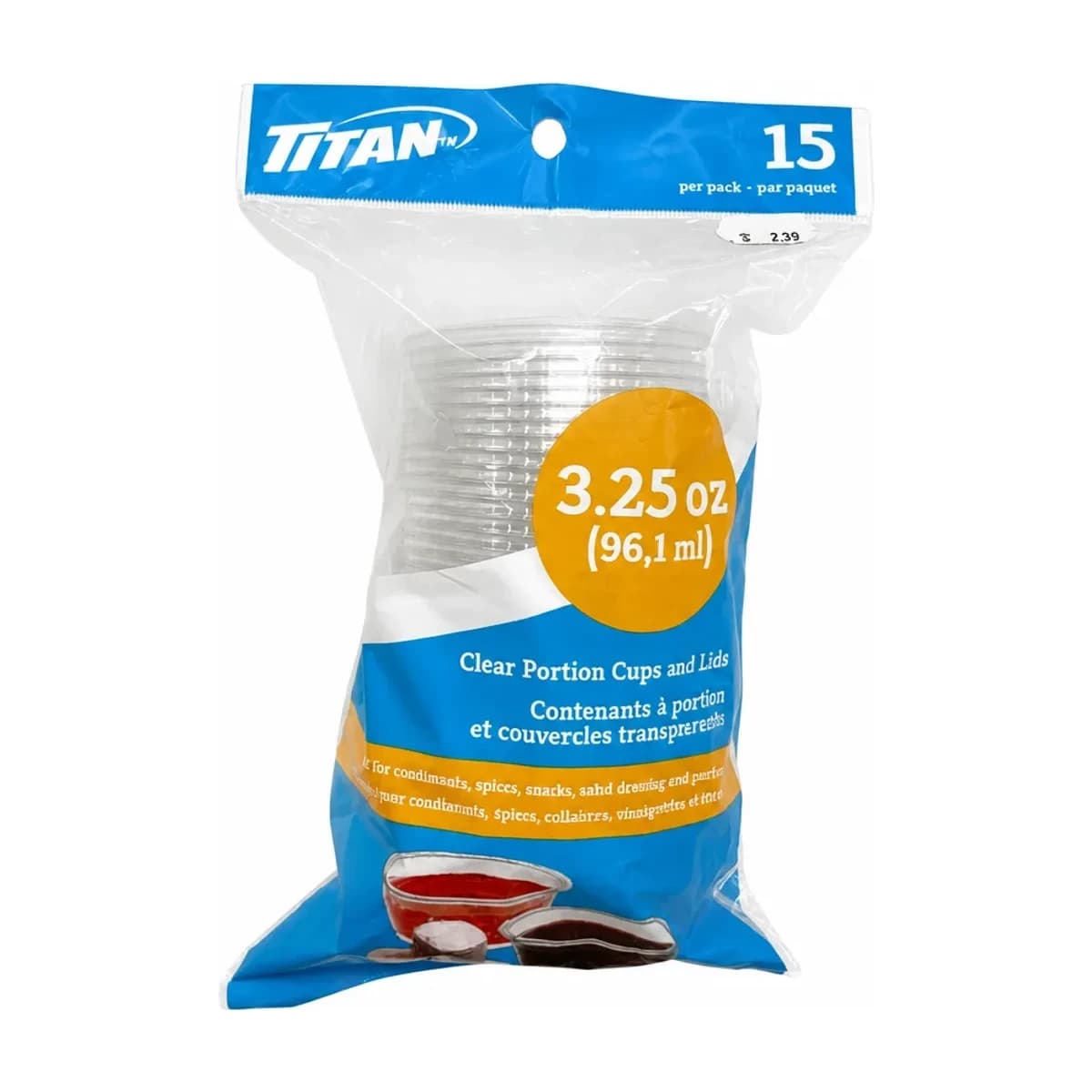 Clear Portion Cups with Lids, 3.25 oz 15 Pack
