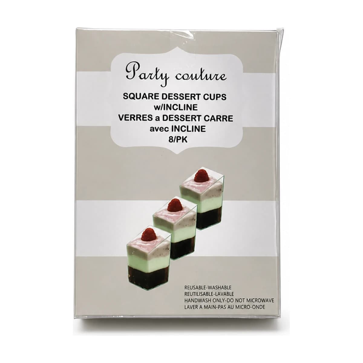Clear Square Dessert Cups with Incline, 8 Pack