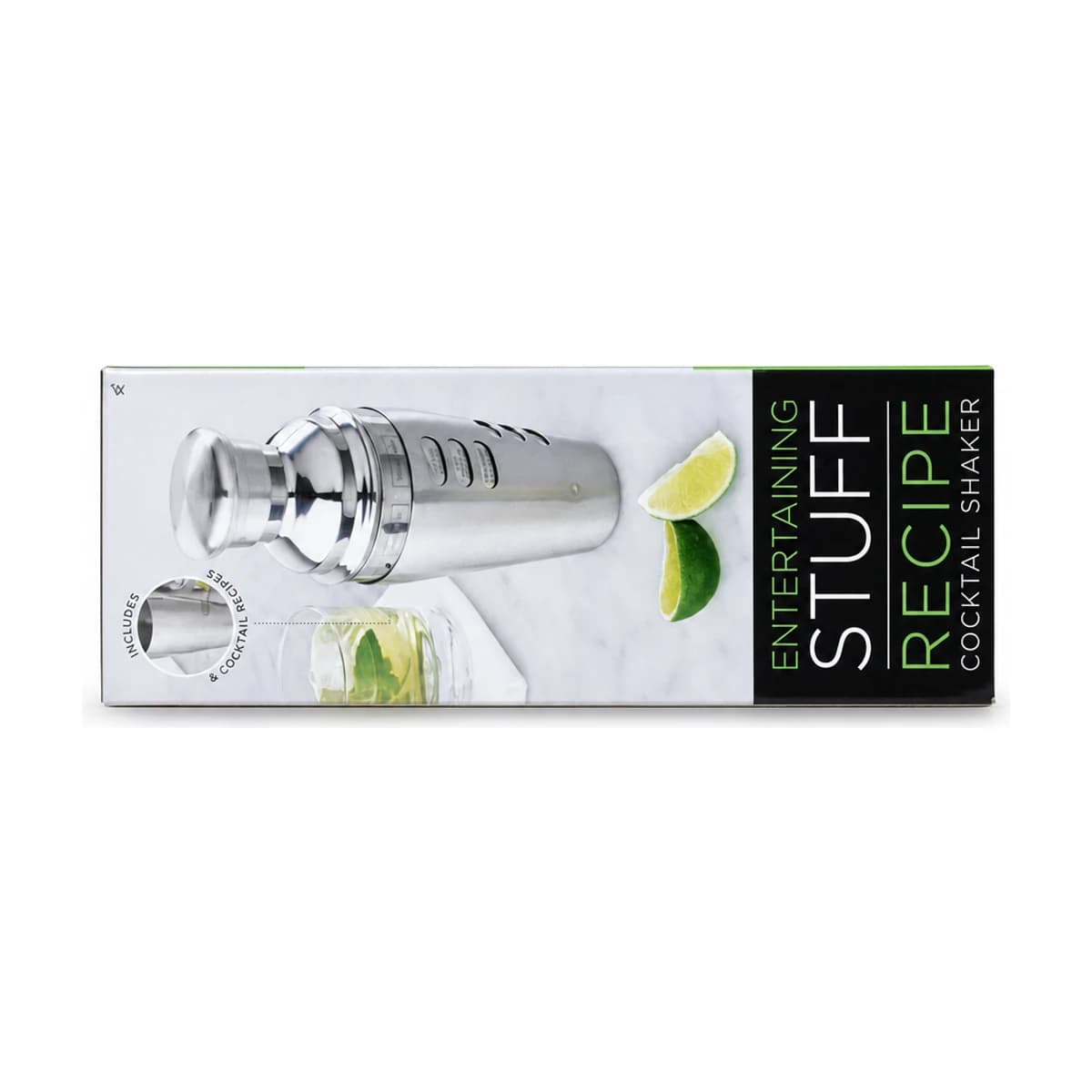 Stainless Steel Cocktail Shaker with Recipes