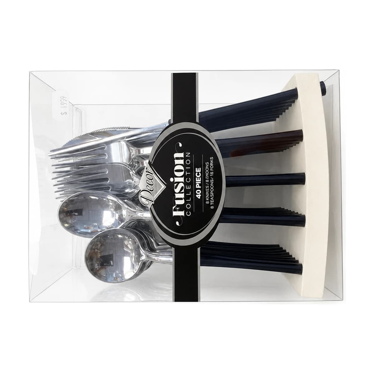Black Handled Plastic Cutlery Set, 40 Piece