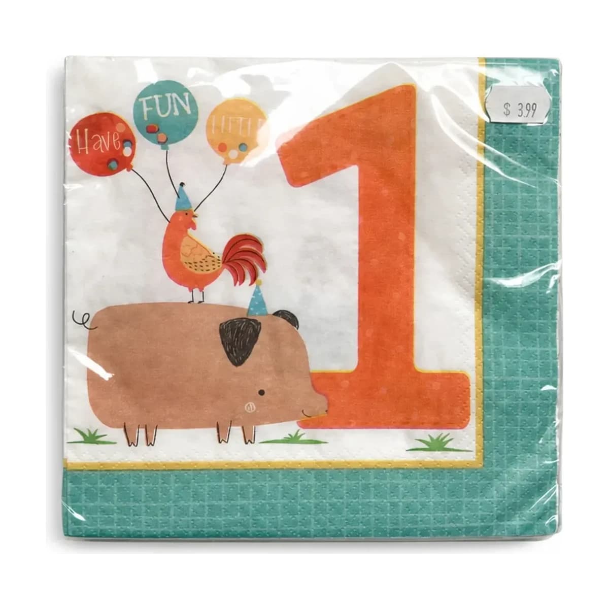 Farm Animals 1st Birthday Napkins
