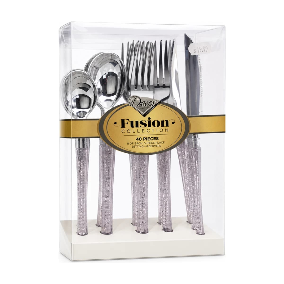 Glitter Handled Plastic Cutlery Set, 40 Piece