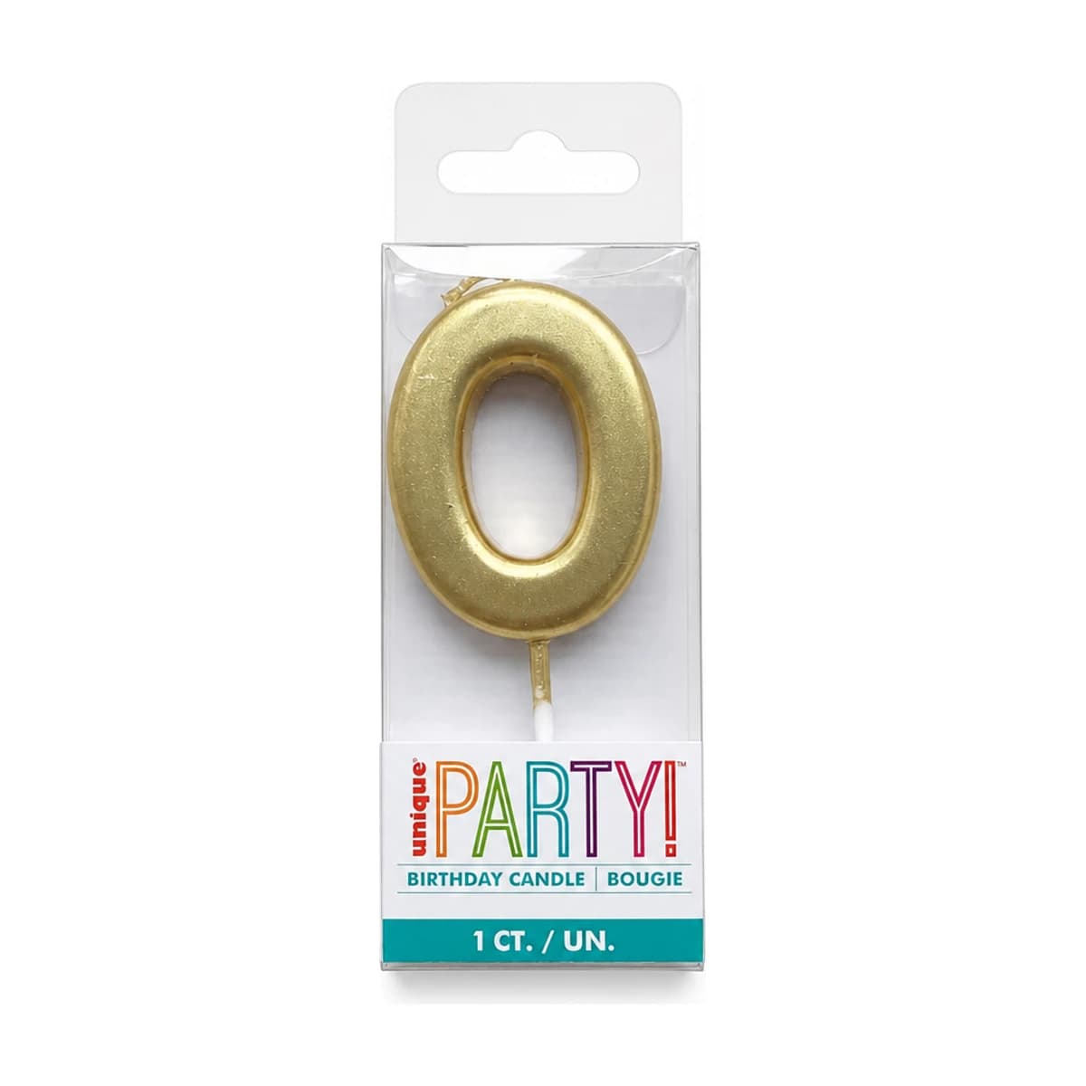 Gold Mini Birthday Candle, Number 0