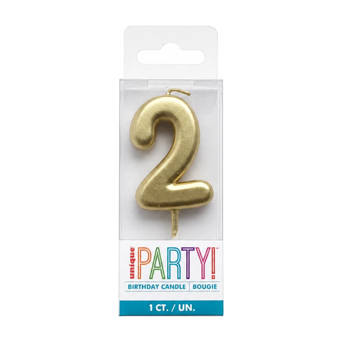 Gold Mini Birthday Candle, Number 2