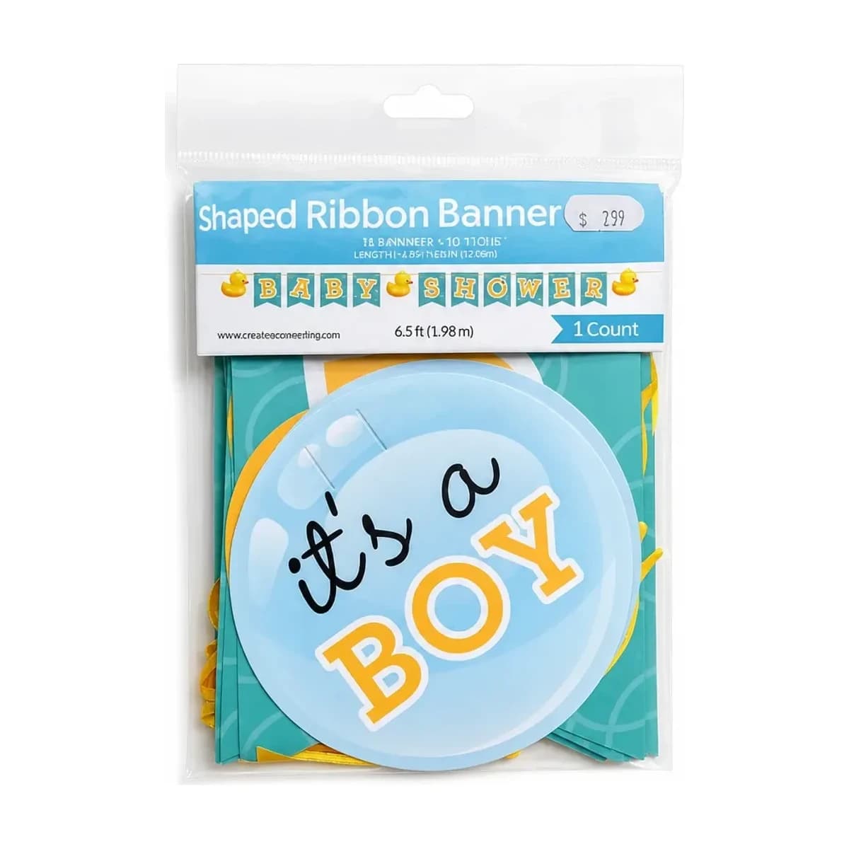 It's a Boy Shaped Ribbon Banner, 6.5 ft
