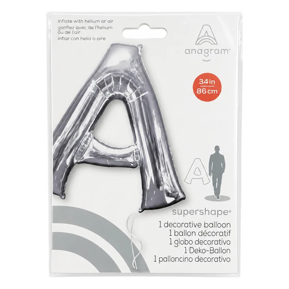 34" Foil Balloon - Silver Letter A