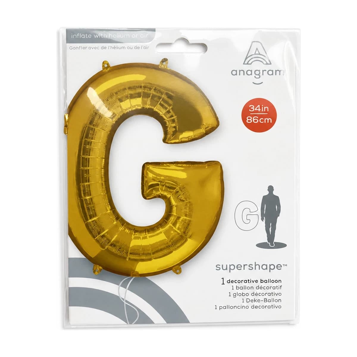 Letter G Gold Foil Balloon 34”