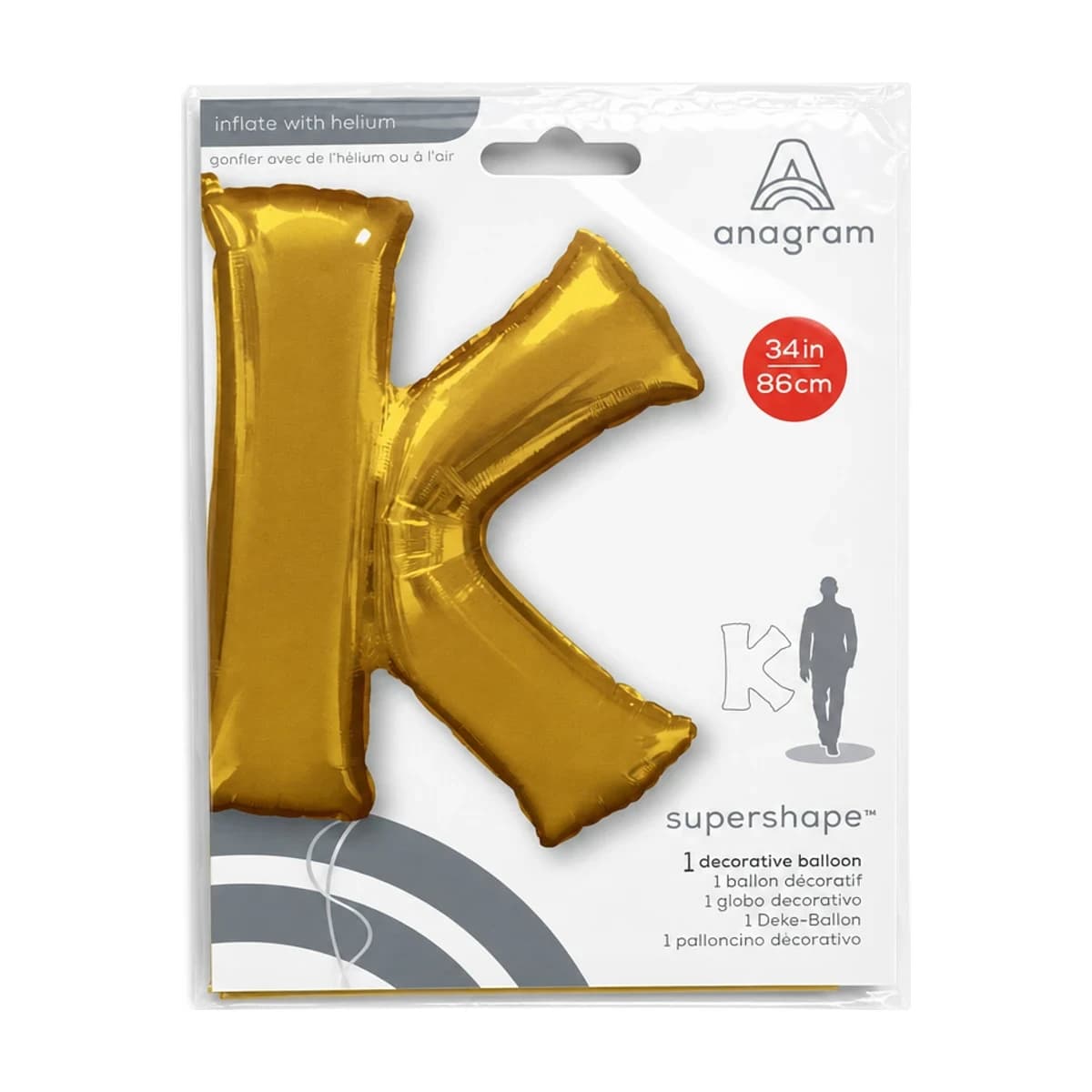Letter K Gold Foil Balloon 34”