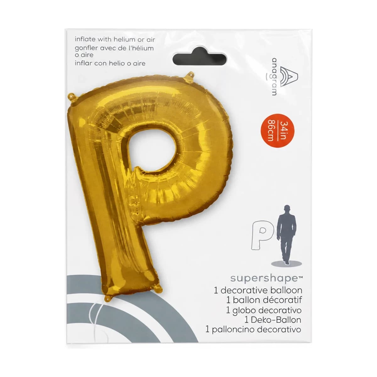 34" Gold Letter P Foil Balloon