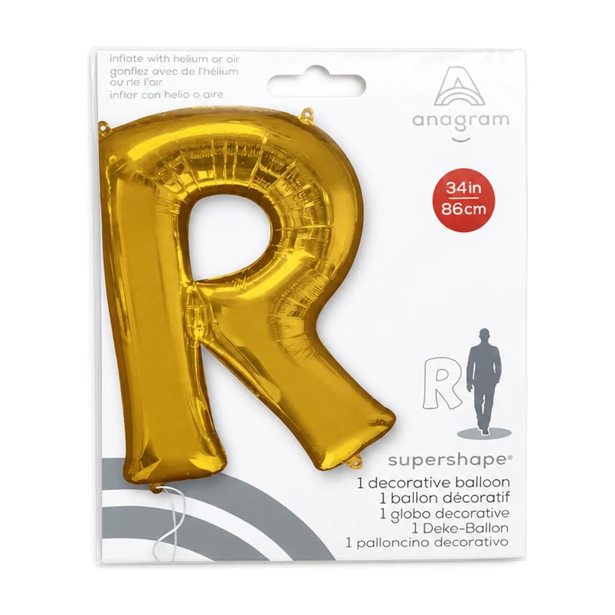 Letter R Gold Foil Balloon 34”