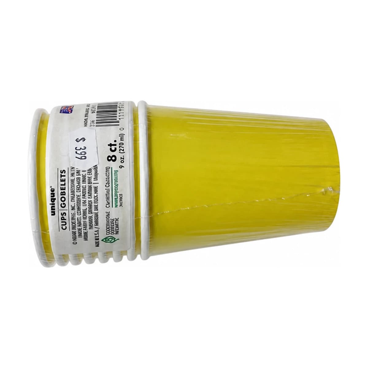 Sunshine Yellow Paper Cups, 9 oz 8 Pack