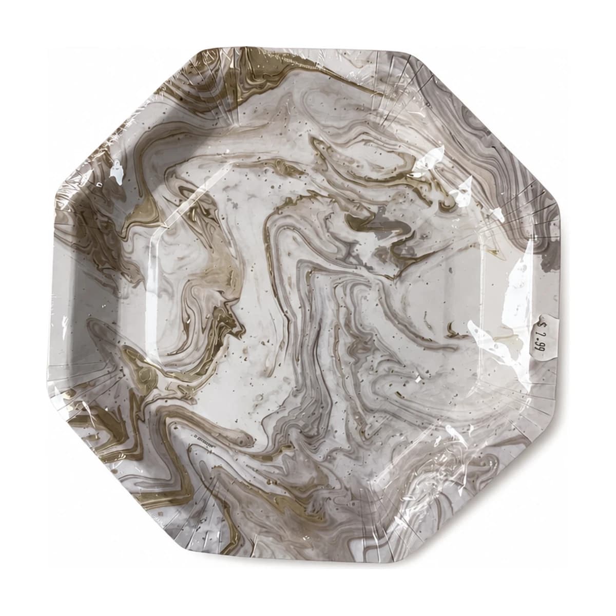 Marble Octagon Paper Plates, 9 in