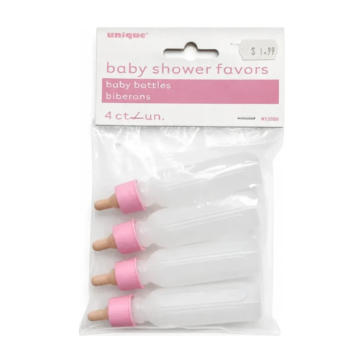 Pink Baby Bottle Favours, 4 Pack