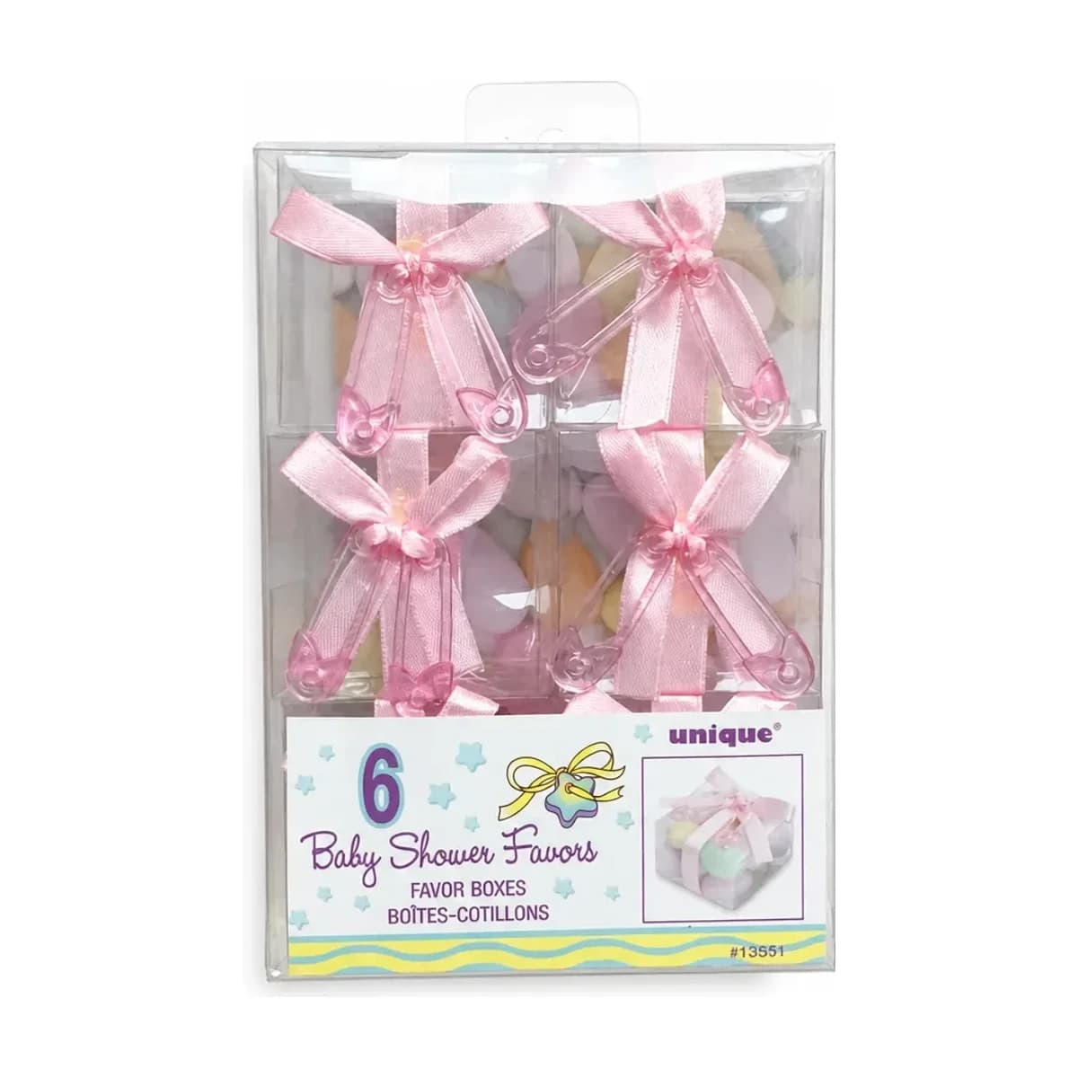 Pink Bow Baby Shower Favour Boxes, 6 Pack