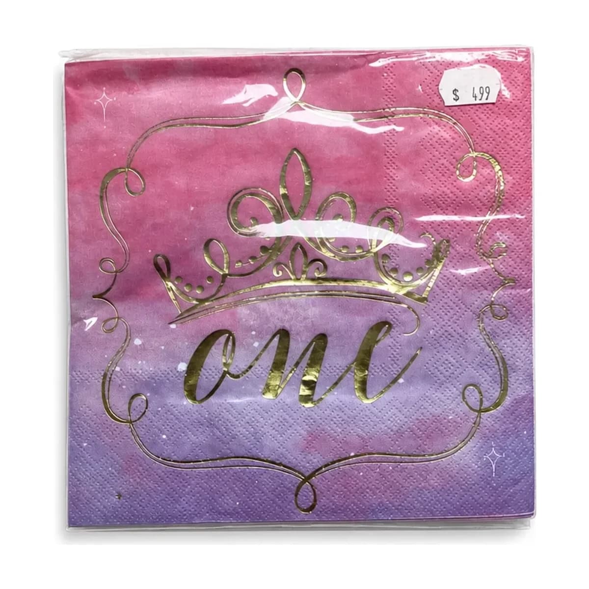 Pink Crown One 1st Birthday Napkins