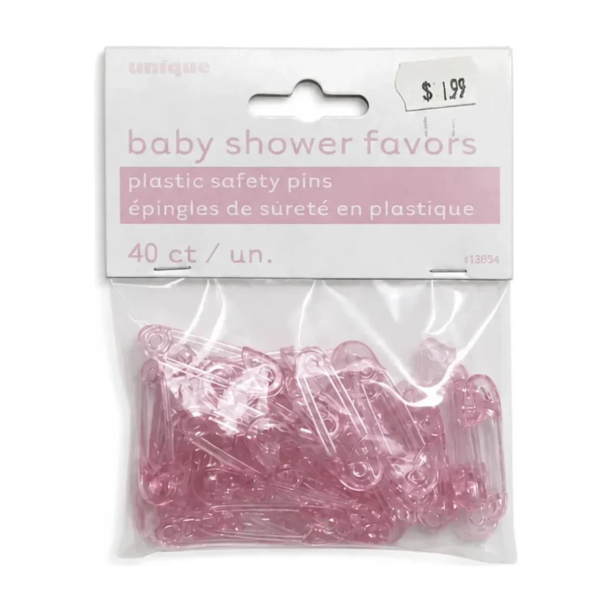 Pink Plastic Safety Pins, 40 Pack