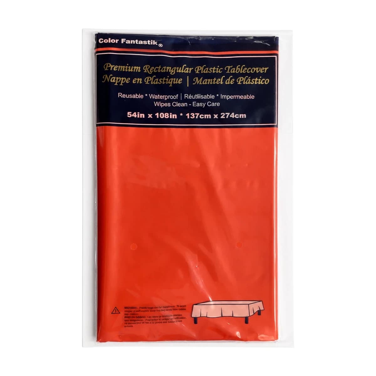 Red Plastic Table Cover, 54 x 108 in