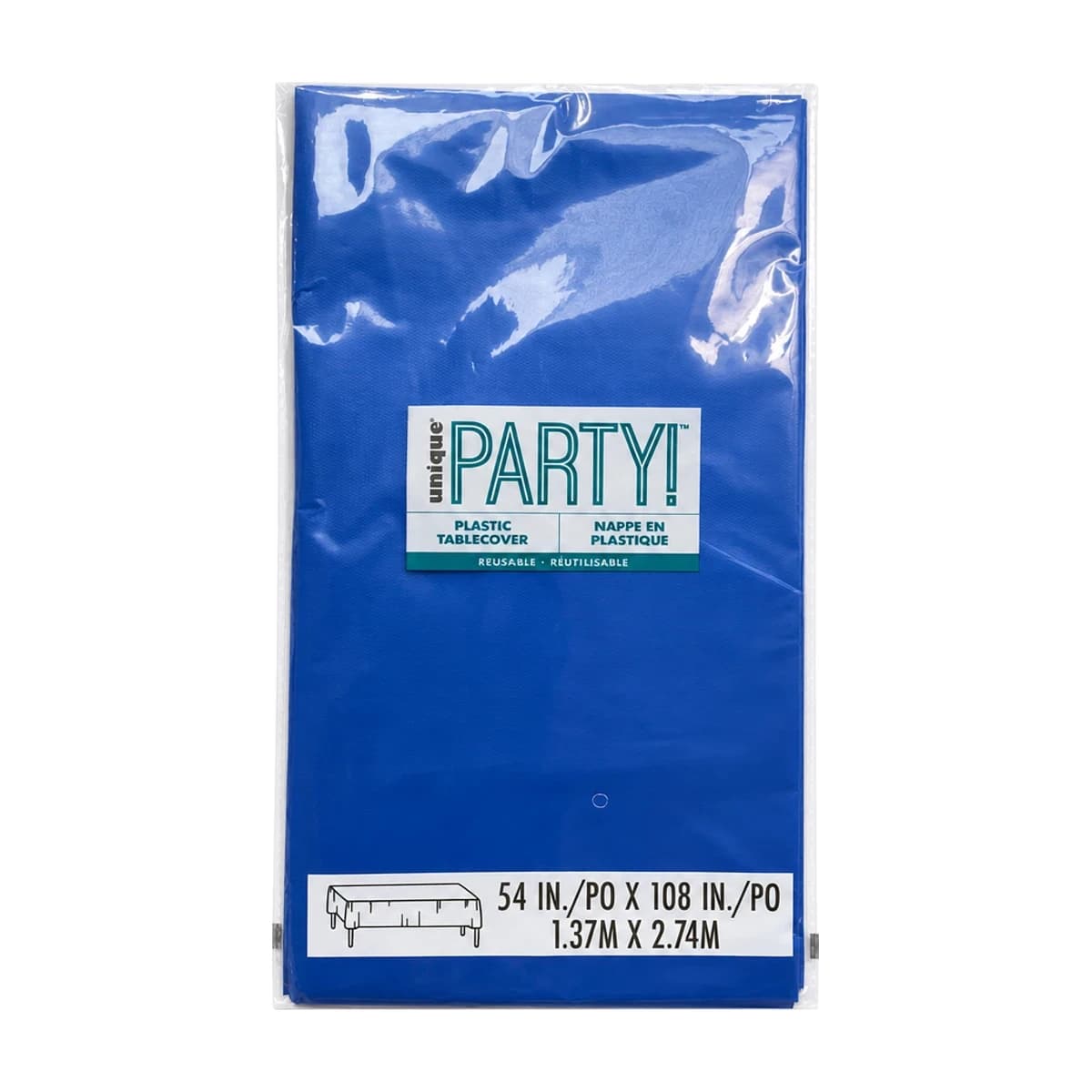 Royal Blue Plastic Table Cover, 54 x 108 in