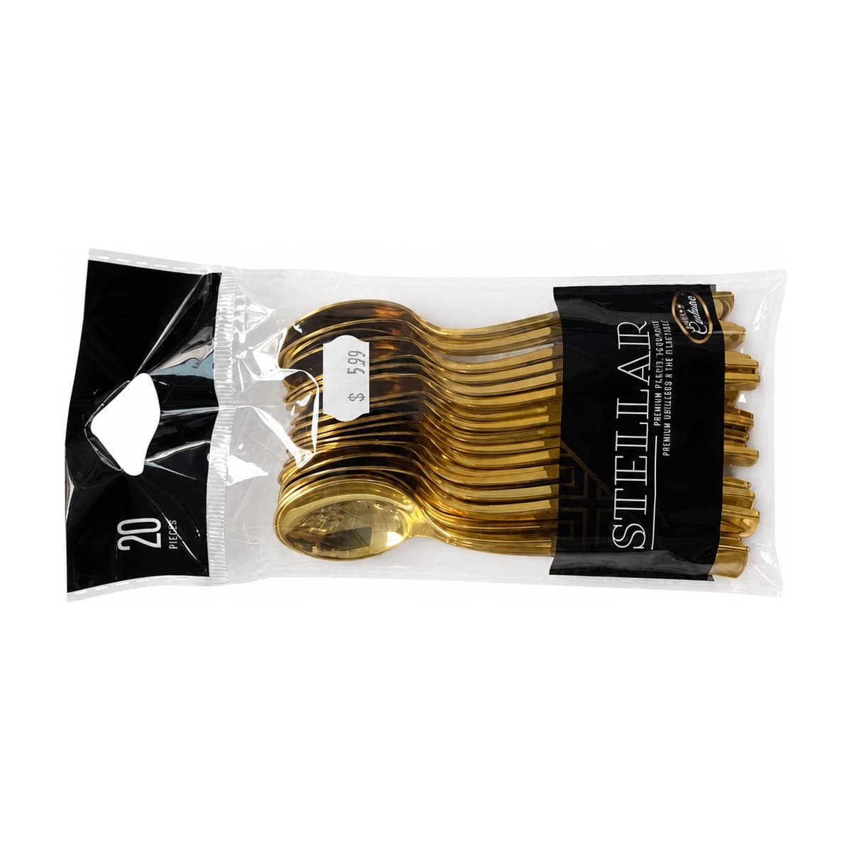 Gold Plastic Teaspoons, 20 Pack