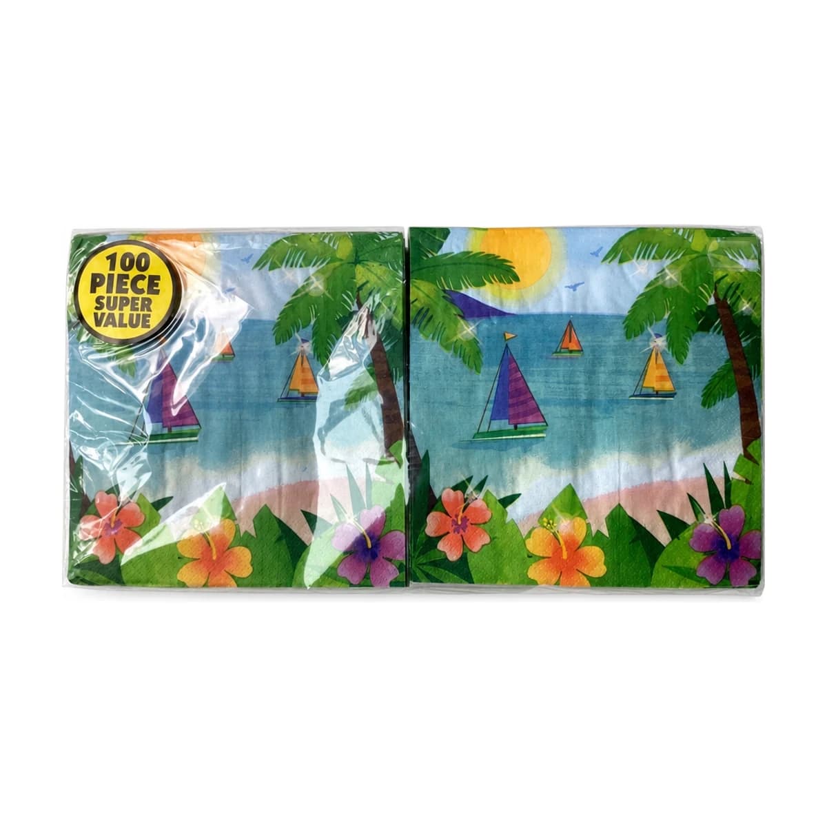 Tropical Beach Beverage Napkins, 100 Pack
