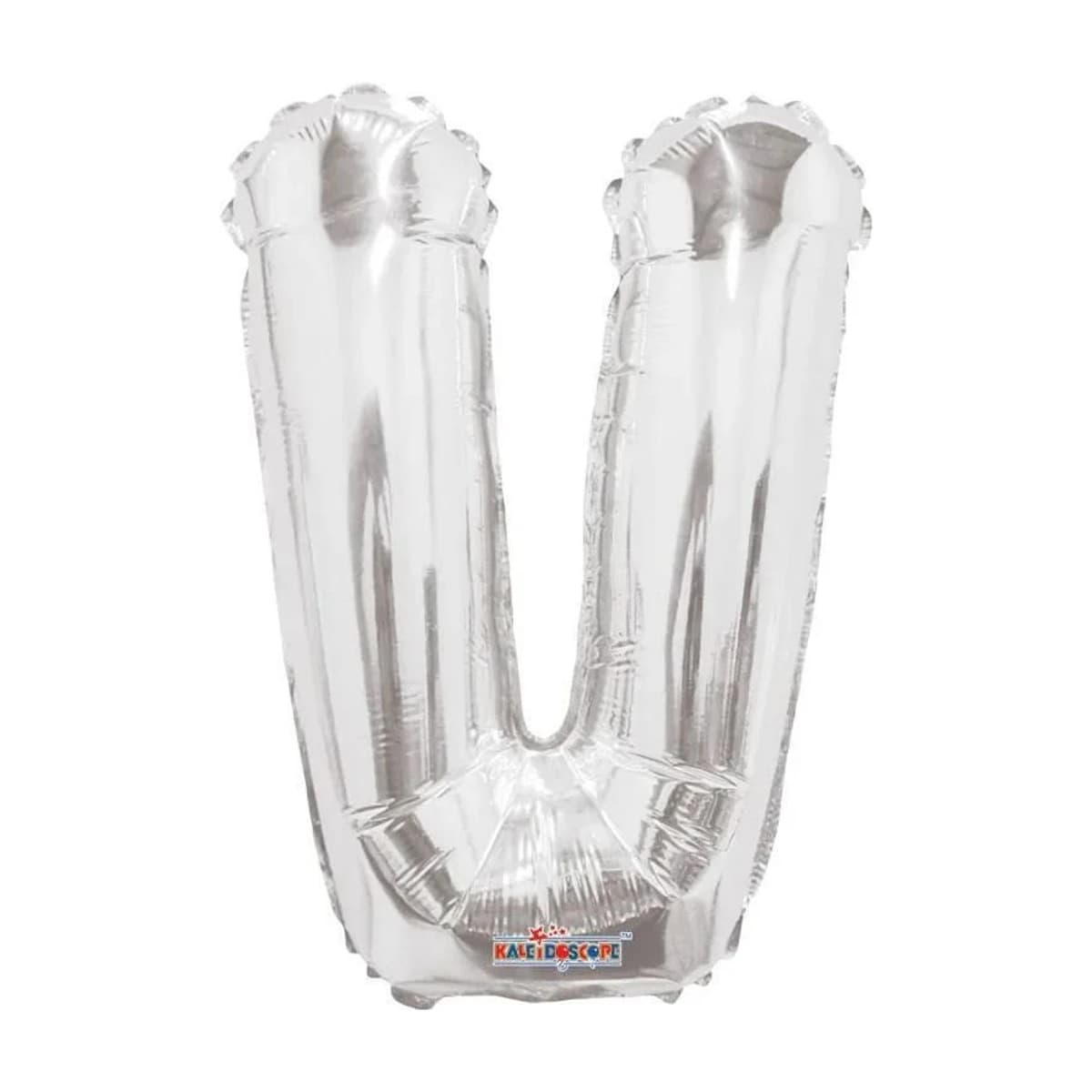 14" Foil Balloon - Silver Letter V, Air-Filled