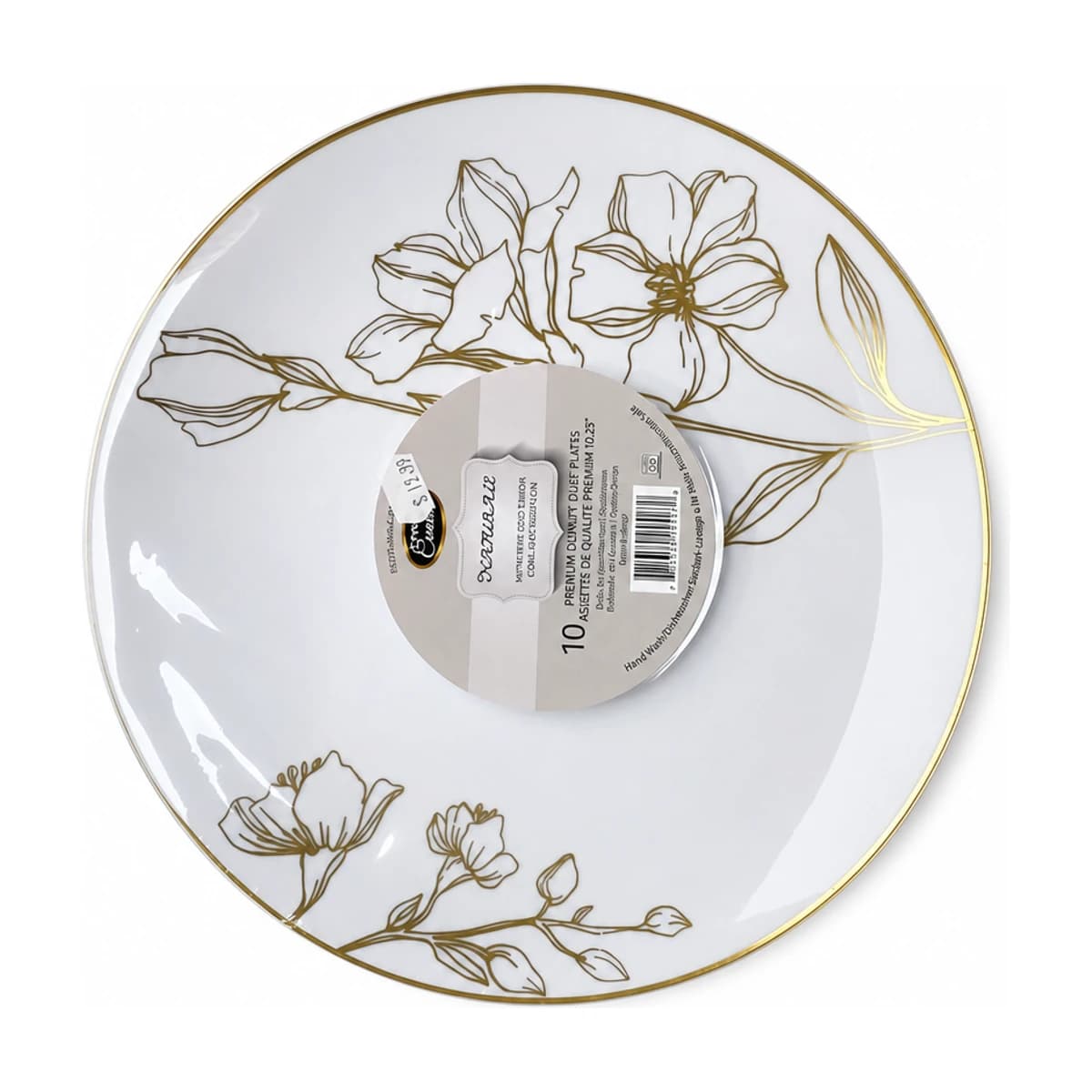 White and Gold Floral Dinner Plates, 10.25 in 10 Pack