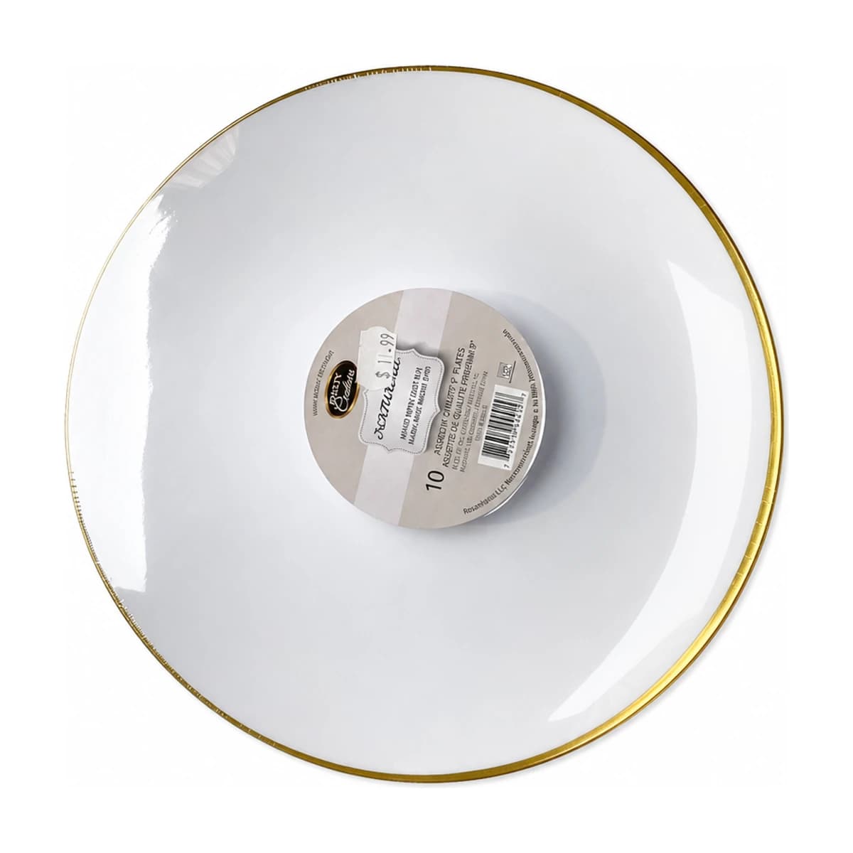 White Plates with Gold Rim, 10 Pack