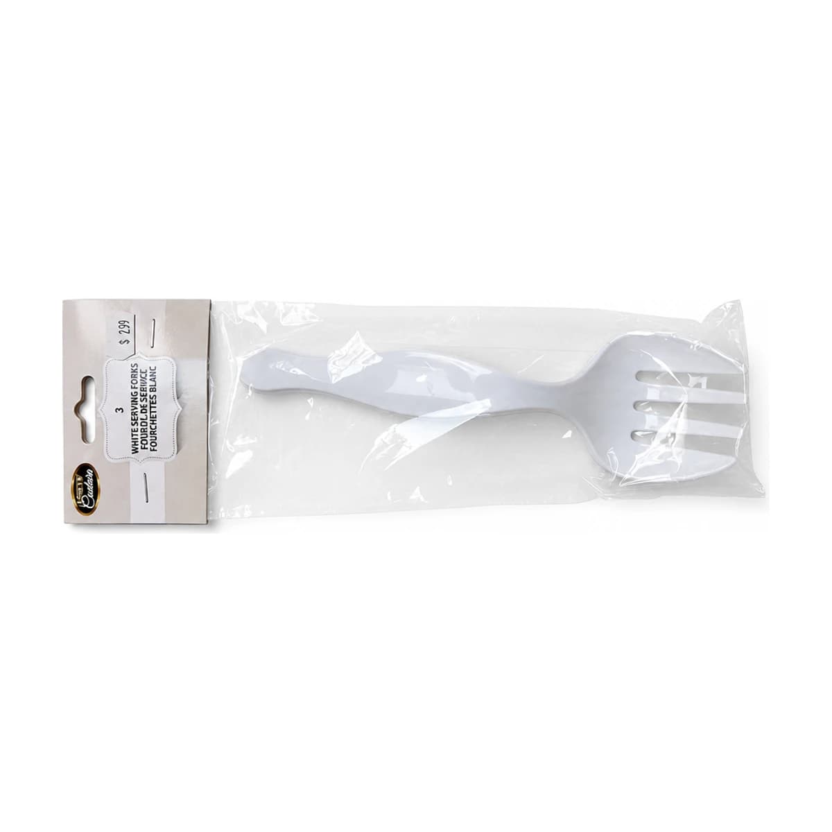 White Plastic Serving Forks, 3 Pack