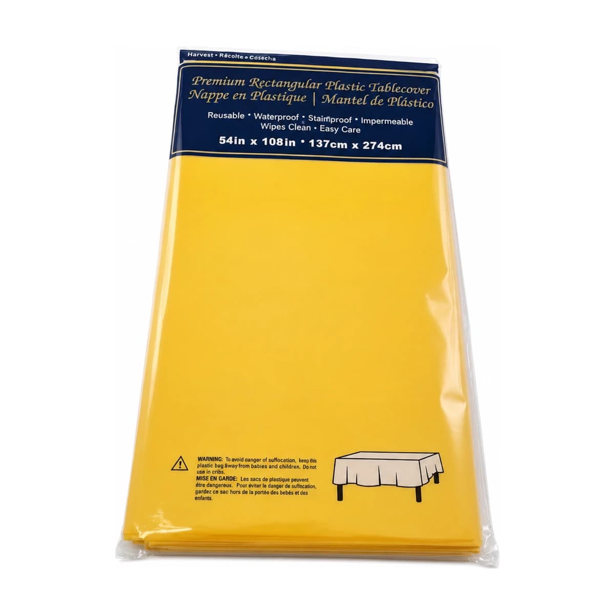 54"x108" Rec. Plastic Table Cover - Yellow, Color Fantastik